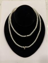Double Stranded Pearl and 10k Gold Bead Necklace