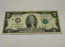 2003 A $2 Two Dollars Federal Reserve Note – Green Seal