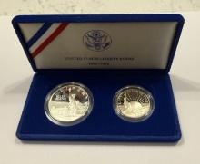 1886-1986 $1 Liberty Silver Dollar & Half Dollar in Case