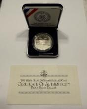 1992 White House 200Th Anniversary Proof Silver Dollar Coin - Certificated