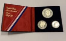 1976 United States Bicentennial Silver Proof Set – 3-Coin in Case
