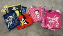 Set of Kids’ and Girls’ Drawstring Bags with Cartoon Designs