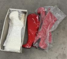 Set of Women’s High Heel Boots - Red and White Color