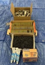 Lot of Bostitch Staples, Allen Wrench Set, Power Arm Space Saving System & Pipe Joint Compound Set