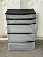 Clear 5-Drawer Plastic Storage Cabinet