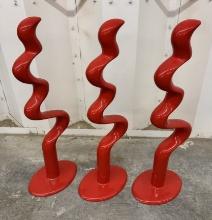Set of 3 Vintage IKEA DOMAN "Red Snake" Sculptures | Postmodern Home Decor Collectible Statues