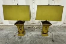 Set of 2 Green Metal Table Lamps - Home Decor Lighting