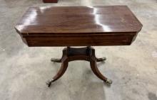 Regency Style Mahogany Wood Card Table with Casters