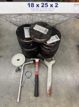 Lot of Mixed Industrial Cables, Hand Tools, Adhesive Tape, and HVAC Air Filter (18x25x2)
