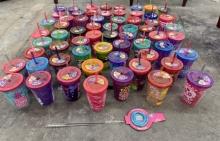 Large Lot of Kids’ Cups with Lids and Straws