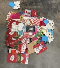 Lot of Christmas Gift Envelopes and Holiday Gift Bags