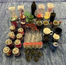 Mixed Lot of Glasses, Cups, Tumblers, and Lidded Straw Containers – Drinkware Set
