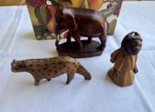 Set of Small Handmade Collectible Wood Figures