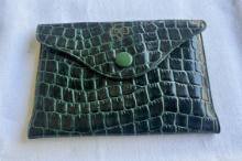 Vintage Girl Scout Green Pleather Faux Snake Skin Wallet Coin Purse