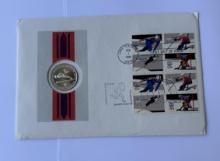 1980 XIII Winter Olympics Lake Placid First Day Cover – 15c Stamps & Commemorative Coin Collectible