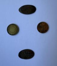 Set of Casino Elongated Penny Pressed Tokens and Singular Tokens