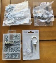 Set of Screws, Wood Screws, Hooks, and More