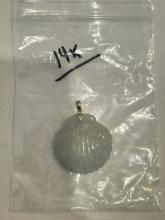 14 Karat Gold, Seashell, And Pearl Pendant
