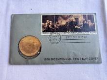 1976 Bicentennial First Day Cover Commemorative Thomas Jefferson Medal & Stamps