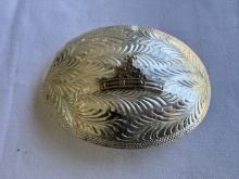 New Vintage Crumrine USA Silversmith Collection Silver Plate Oval Belt Buckle
