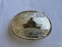 New Silversmith Collection Silver Plate Oval Belt Buckle