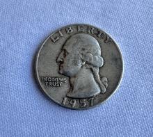 1957 Washington Silver Quarter Dollar Coin
