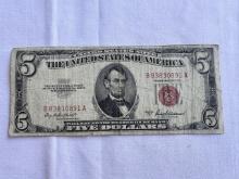 1953-A United States Five Dollar Note – Red Seal