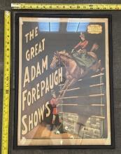 Framed 1960 Circus Poster – The Great Adam Forepaugh Shows – Vintage Wall Art 14.5x20