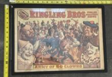 Vintage Framed Poster – Barnum & Bailey Greatest Show on Earth – Circus Advertising 20x14.5