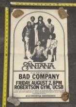 Vintage Concert Poster – Santana + Bad Company at Robertson Gym – Collectible Rock Wall Art 14.5x23
