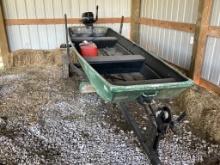 12' FLAT BOTTOM BOAT WITH TRAILER