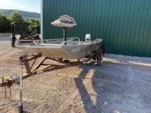 SOLIDCRAFT 15' FLAT BOTTOM BOAT WITH TRAILER
