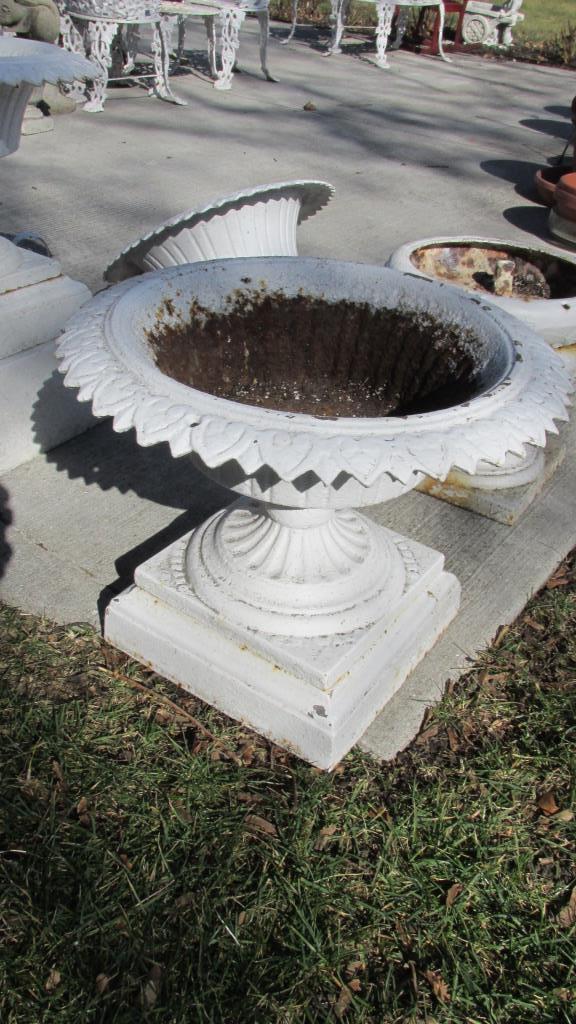 Cast Iron & Metal Planters On Pedestals - Y