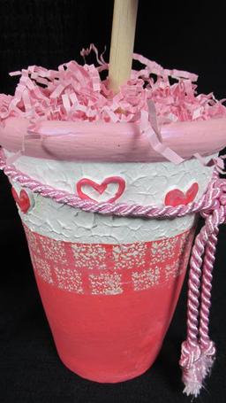 Pair Of Heart Vase Pink Topiaries - DR