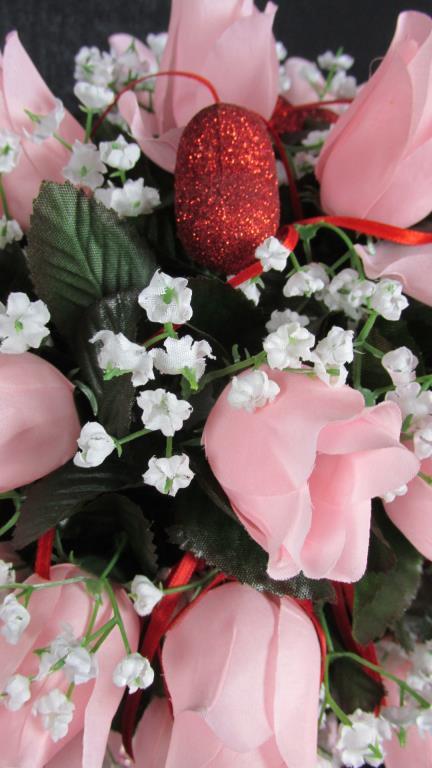 Pair Of Heart Vase Pink Topiaries - DR