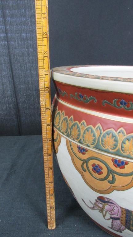 Oriental Fishbowl Elephant Planter On Stand - SR