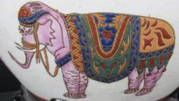 Oriental Fishbowl Elephant Planter On Stand - SR