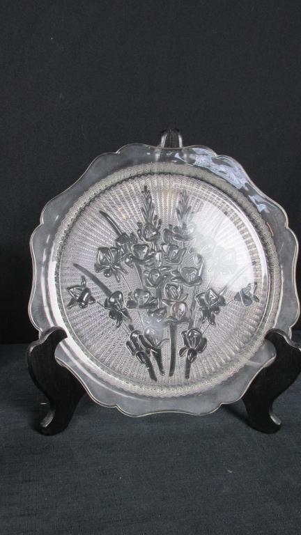 Crystal Candleholders & Vase With Glass Serving Plate - SR