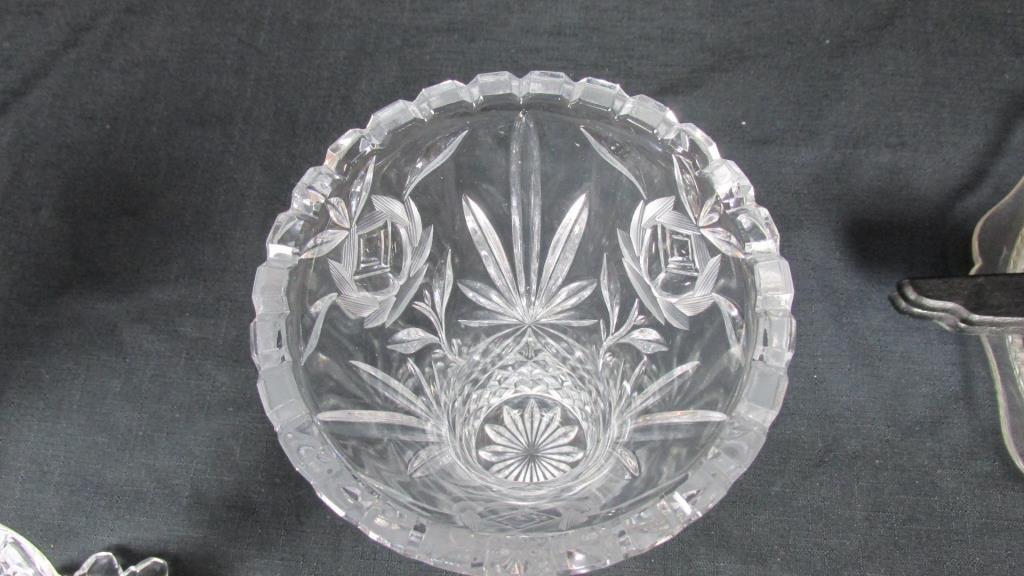 Crystal Candleholders & Vase With Glass Serving Plate - SR