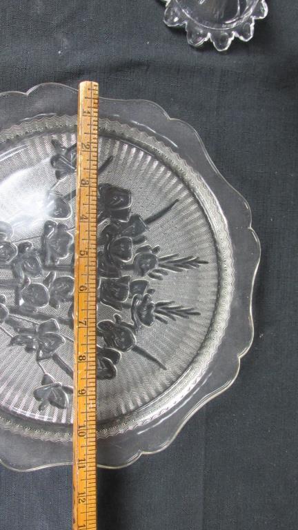 Crystal Candleholders & Vase With Glass Serving Plate - SR