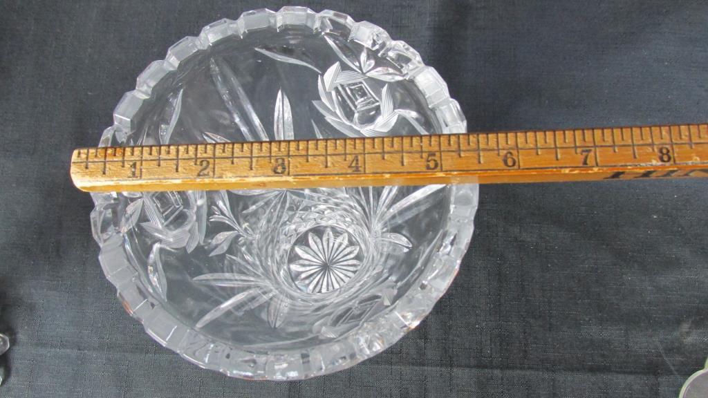 Crystal Candleholders & Vase With Glass Serving Plate - SR