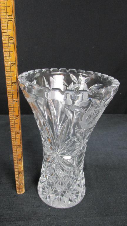 Crystal Candleholders & Vase With Glass Serving Plate - SR