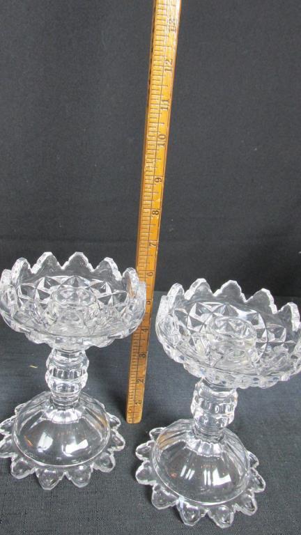 Crystal Candleholders & Vase With Glass Serving Plate - SR