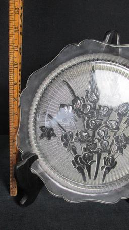 Crystal Candleholders & Vase With Glass Serving Plate - SR