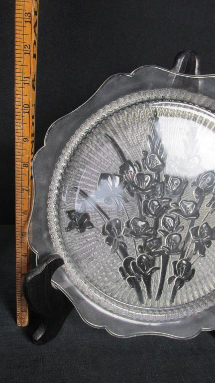 Crystal Candleholders & Vase With Glass Serving Plate - SR