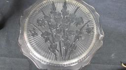 Crystal Candleholders & Vase With Glass Serving Plate - SR