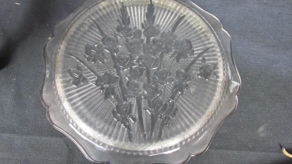 Crystal Candleholders & Vase With Glass Serving Plate - SR