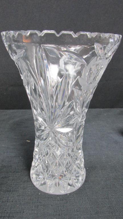 Crystal Candleholders & Vase With Glass Serving Plate - SR