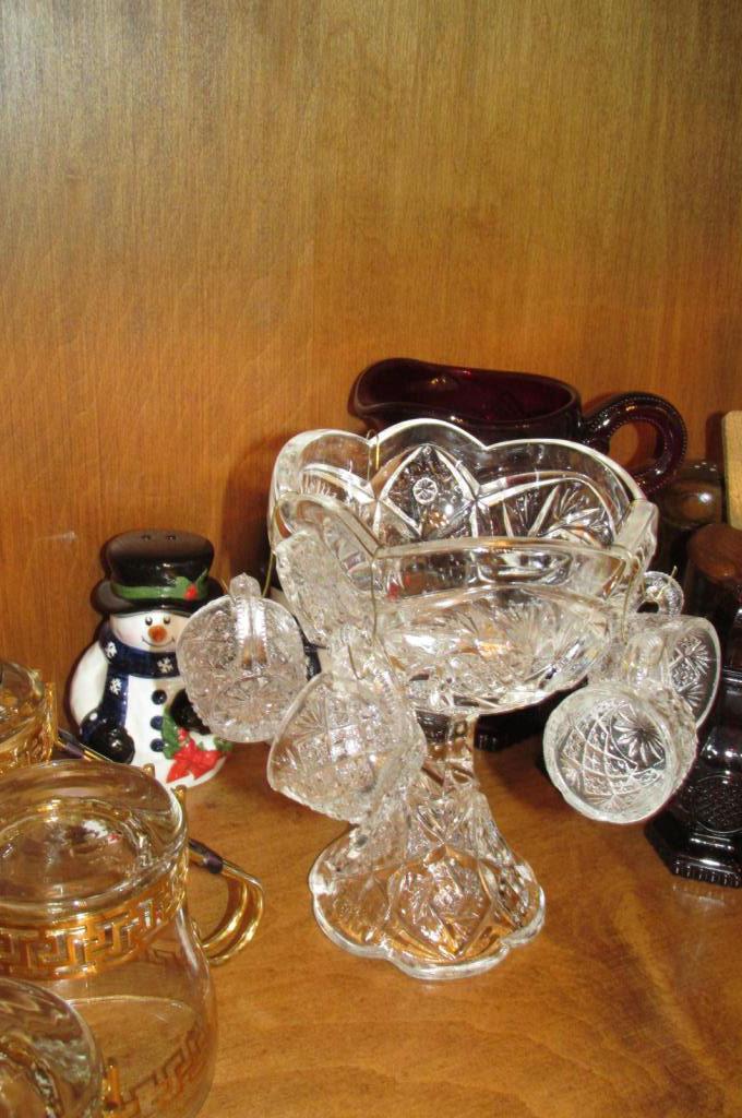 Depression Glass, Punch Bowl, & Servingware