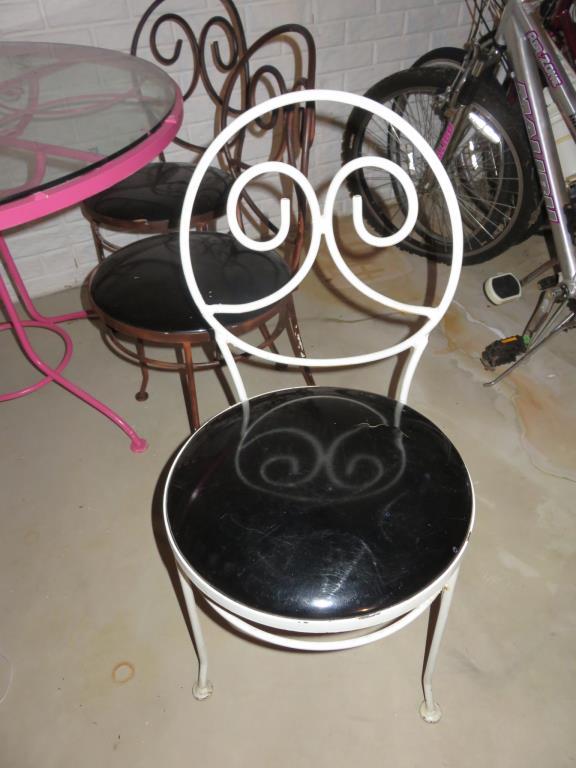 Metal Glass-Top Table With Chairs - B